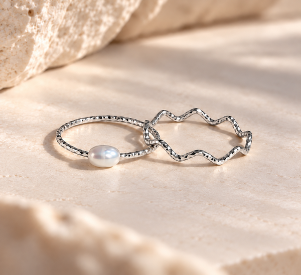 Duo Perle blanche ~ bague