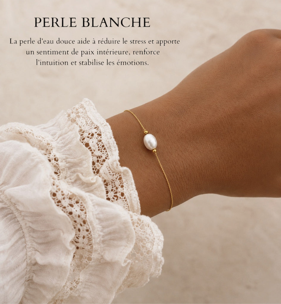 Perle blanche ~ bracelet