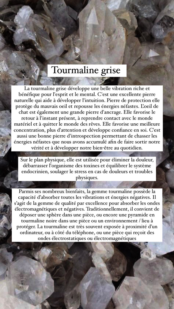 Tourmaline grise ~ pierre brute
